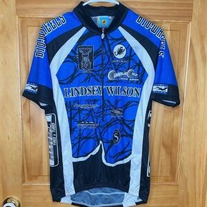Squadra Blue and Black Cycling Jersey with Graphics.  Size Large.